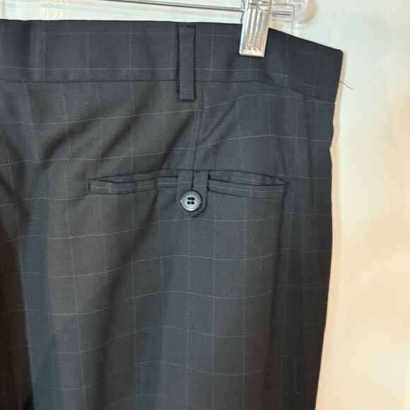 Andrew Fezza Men's 40x32 Plaid Black Straight Leg Slacks Dress Pants - Picture 14 of 16